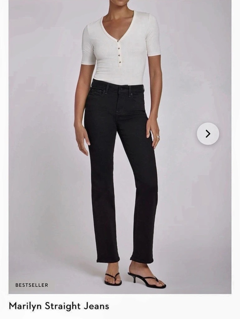 NYDJ Marilyn Straight Jeans Black Straight Leg Jeans Waist 12 Like New